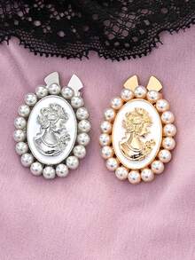 1/2/4pcs 31mm Vintage Embossed Pearl Buttons, Elegant Metal Fashion Buttons For Women's Clothing, Crystal Button Covers, Detachable Button Clips, Crystal Decor Buttons Suitable For Dresses, Suits, Shirts Etc., With Pliers, Gunmetal - Multicolor - View 5