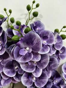 1/3支，长23.6英寸，丝滑质感人造蝴蝶兰花茎，仿真兰花，家居装饰桌面花艺摆设，派对装饰，人造植物，新年装饰，卧室装饰配件，家居装饰，房间装饰，场景布置，客厅卧室花瓶填充物，情人节装饰礼物，春季装饰 - 紫色 - 查看 3