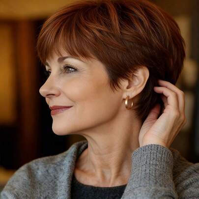 Short Elf Straight Wig | Brazilian Remy Human Hair Wig, Color #4 Brown, Easy Maintenance, Natural Look, No Glue Needed, Versatile Styling, 180% Density, Lace Front, Suitable For Daily Wear, Cosplay And Parties.