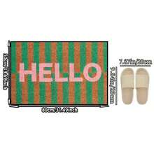 Thảm chùi chân "Hello" sọc nâu và xanh lá cây, kiểu dáng tối giản, có thể giặt được, phù hợp cho nhà bếp, phòng ăn, hành lang, phòng tắm, phòng ngủ, tiệc tùng, sân hiên, làm quà tặng, trang trí nhà cửa. - Nhiều màu - Xem 11