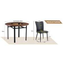 Modern Minimalist Rundes Esstisch-Set (With 2 Black PU-Stühlen), Round Tisch Mit 100 Cm Durchmesser In Holzoptik, Geeignet Für Esszimmer Und Küche. - Brown - View 3