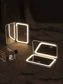 LED Makeup Mirror, Lighted Makeup Mirror, Portable Mini Makeup Mirror, USB Rechargeable LED Lighting Travel Makeup Mirror, Dimmable Makeup Mirror With 3 Color Lighting Modes - White, Natural, Warm, Touch Screen Brightness Adjustment, Multifunctional Vanity Mirror For Dorm, Travel, Makeup, Office, Bedroom, Best Gift For Women On Valentine's Day/Mother's Day (Battery Capacity: 400mAh) - Multicolor - View 2