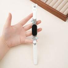 1pc Women's Butterfly Pattern Rhinestone Metal Splice Silicone Watch Band, Compatible With Apple Watch 38/40/41/42/44/45/46/49mm Models, Also Compatible With Apple Watch S10/11/9/8/7/6/5/4/3/2/1 And SE Series, Fashionable Casual Design, Soft Material - Multicolor - View 19