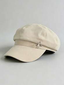 1顶纯色帽子，秋冬季，女士，日系简约高端四角星八角帽，复古优雅贝雷帽，圣诞节，新年，情人节礼物 - MM1049 - 查看 12