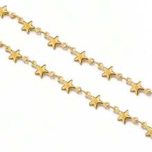 1m/2m Cadena de acero inoxidable con estrella con doble orificio, colgante de estrella de cinco puntas, para hacer pulseras, collares y joyería DIY - Cadena de estrella de cinco puntas - Ver 5