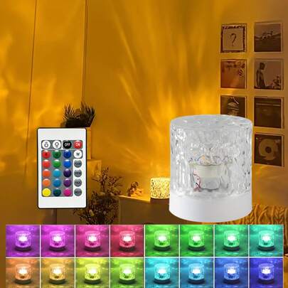 1个水波纹海洋波浪动态旋转投影灯，USB 5V输入，3种颜色/RGB多色变换，带遥控器，可作礼品灯，卧室浪漫氛围灯