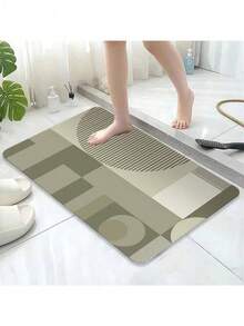 Oversized Washable Home Diatomaceous Earth Bath Mat - Super Absorbent Quick Dry Non-Slip Large Stone Rug, Thin Design Fit Under Door, Practical Mat For Bathroom Shower Floor, Suitable For Large Bathroom Owners - 黑色 - 查看 6