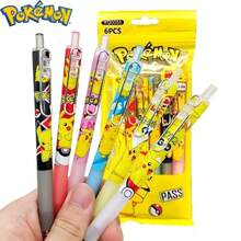6支皮卡丘卡通造型中性笔，0.5毫米黑色墨水，可爱文具生日派对礼物 - 彩色 - 查看 6