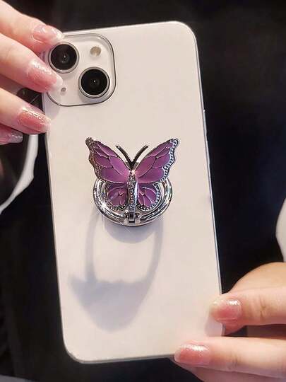 1pc Design Portable Multifunctional Stainless Steel Phone Ring Holder