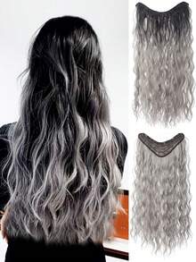 24-Inch Mixed Brown & Gold Synthetic Hair Extensions With BB Clips, 5 Clips Included, Suitable For Women, Heat Resistant Protein Fiber High-Quality Clip-In Hair Extensions - Multicolor - View 9