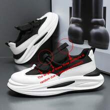 Men's Comfortable Thick Sole Sneakers, Fashionable Outdoor Travel Work Casual Running Shoes - White - View 8