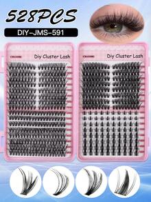 528/544/608 Eyelash Clusters, Mixed Density 10D-100D, D Curl, 10-18mm Length, Ultra-Lightweight, Soft & Long-Lasting DIY Eyelash Clusters, 3D Fluffy Segmented Lashes, Lash Extension Kit Includes Tweezers, Lash Glue & Brush - Multicolor - View 7