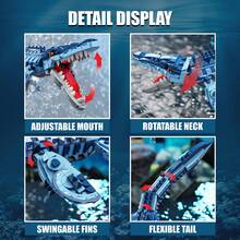 Miniature Brick Dinosaur Building Kit - Tyrannosaurus And Mosasaurus, Educational Jurassic Model - Mosasaurus - View 3