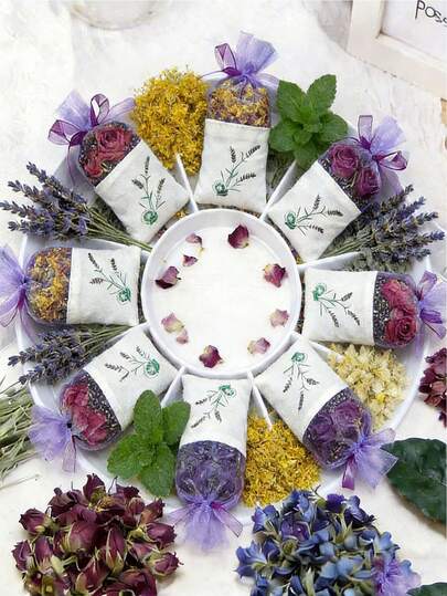 [Magia floral natural] 1 pieza Bolsita de flores secas frescas naturales. Puede calmar los nervios, levantar el ánimo y viene en una bolsa de malla transparente para ambientación. Adecuado como detalles de fiesta, regalos festivos y decoración del hogar diaria, Día de la Mujer, Artículos esenciales de viaje, Recuerdos de boda, Y2k, Dormitorio, Accesorios de coche para mujeres, Decoración de cocina