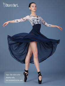 DonsGirl 女士芭蕾舞紧身衣，优雅舞蹈服，采用3D立体花卉网纱和七分袖设计