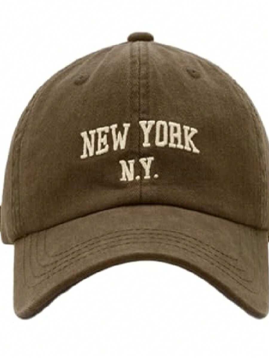 New York NY Embroidered Baseball Hat | NYC City Souvenir & Travel Cap Big Apple Aesthetic Gift For Him & Her - 棕色 - 查看 1