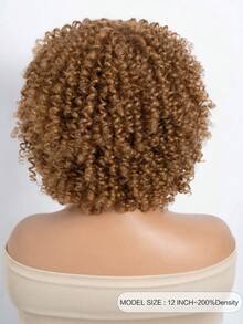 QVR QUEEN VIRGIN REMY QVR 非洲卷曲波波头假发，带刘海，真人发，佩戴方便，无需胶水，无蕾丝，蜜金色柔软原生雷米发，适合日常佩戴，200% 密度，易于佩戴，机织波波头假发，带刘海。 - S27 - 查看 6