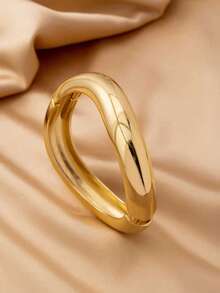 1 chiếc vòng tay vàng nguyên khối dày dặn, bền chắc, kiểu dáng hình học, thời trang dành cho nữ - Vàng - Xem 5