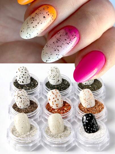 彩色美甲饰品 不规则碎片 鹌鹑蛋斑点美甲闪粉 黑白金美甲亮片 全息厚片薄片美甲装饰艺术用品
