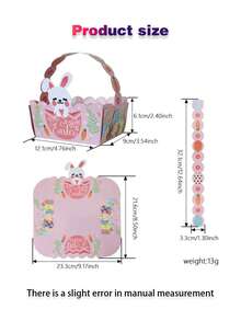 纸质复活节篮子，复活节糖果盒，带提手的派对礼品盒，鸡蛋容器，适合儿童寻蛋游戏、家庭聚会、学校派对用品 - 彩色 - 查看 3