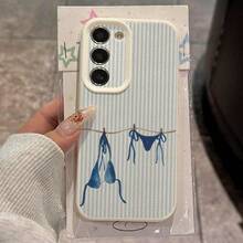 1个TPU材质清新夏日甜美条纹泳装图案手机壳，兼容三星S24/S23/S22/S21/S20FE/S10/A73/A72/A71/A55/A54/A53/A52/A51/A50/A33/A34/A32/A31/A25/A23/A21S/A15/A14/A13/A12、红米Note13Pro/Note12/Note11/Note9S/Note8/10A/9C/9A，防震软壳保护套，时尚美观，是送给女朋友/男朋友/情侣/丈夫/朋友/闺蜜/妻子/生日礼物的理想之选。 - 白色 - 查看 1