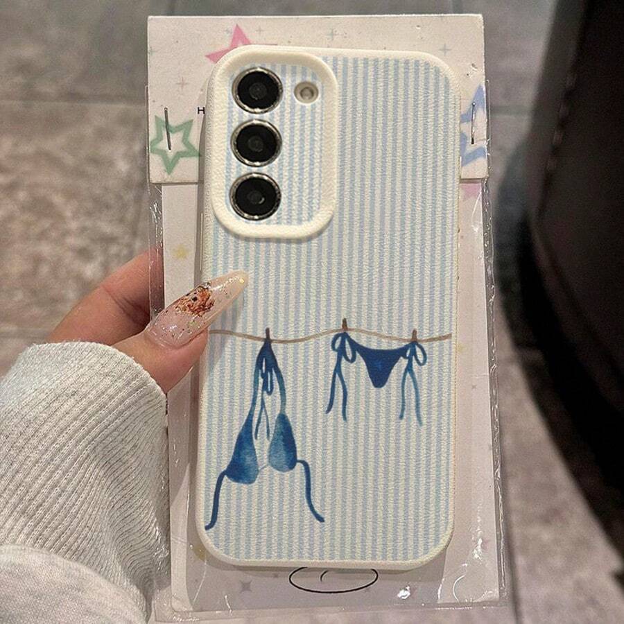 1个TPU材质清新夏日甜美条纹泳装图案手机壳，兼容三星S24/S23/S22/S21/S20FE/S10/A73/A72/A71/A55/A54/A53/A52/A51/A50/A33/A34/A32/A31/A25/A23/A21S/A15/A14/A13/A12、红米Note13Pro/Note12/Note11/Note9S/Note8/10A/9C/9A，防震软壳保护套，时尚美观，是送给女朋友/男朋友/情侣/丈夫/朋友/闺蜜/妻子/生日礼物的理想之选。 - 白色 - 查看 1