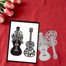 创意吉他模具，DIY剪贴簿相册和压花模板，贺卡制作工具，卡片纸切割工艺品，礼品卡制作模板模切。 - 銀色 - 查看 5