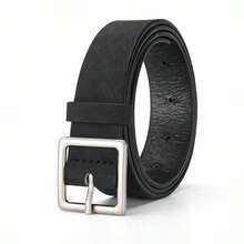 1pc Retro Sun Buckle Fashion Versatile Belt, Minimalist Design Unisex Waist Belt For Teens And Adults - Square Buckle - View 3