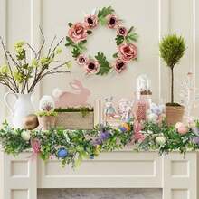 Easter Garland Spring Vine With Easter Eggs, Bow, Carrots Decorations, Spring Assorted Branches Flower Decor, Easter Decorations For Home Kitchen Mantle Fireplace, Indoor Outdoor Holiday Party Decor - Multicolor - View 3