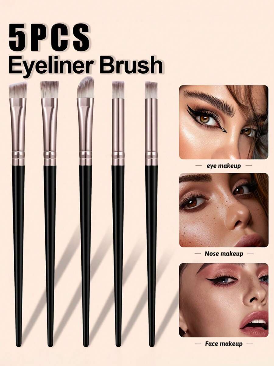 5件套便携式日常化妆刷套装 - 彩色 - 查看 1