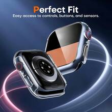 3pcs Transparent Tempered Glass Protective Case Compatible With Apple Watch Series 11/10/9/8/7/6/5/4 | 42mm 46mm 45mm 41mm 40mm 44mm Screen Protector, Clear Protective Cover, Hard Shell Type - 3pack Transparent - View 5