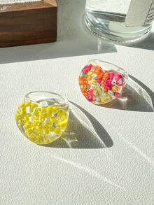 2枚夸张糖果透明树脂戒指，流行款，适合日常佩戴 - 2pcsA - 查看 7