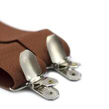 成人男士四夹亚麻圆点弹力可调节3.5厘米四夹吊带，Y型背带套装，带蝴蝶结，可调节弹力裆带 - 彩色 - 查看 6