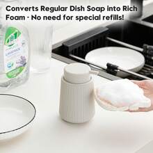 1pc Striped Foam Soap Dispenser, Luxury Style Bathroom Kitchen Pump Bottle, Refillable - one-size - View 8