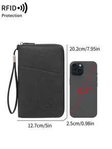MIYIN New RFID Blocking Passport Holder, Fits Multiple Passports, Travel Document Card Organizer Wallet, Soft Material Zipper Long Passport Wallet With Detachable Wrist Strap, Valentine's Day Gift For Wife/Girlfriend, Lightweight, Waterproof, Suitable For Travel, Cruise, Unisex - Black - View 10