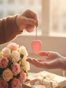 2pcs Heart-Shaped Wallet Light, Touch Sensor LED Mini Night Light, USB Rechargeable Cute Heart-Shaped Lamp, LED Hanging Decor Light, Keychain Accessory, Bag Accessory For Finding Keys Or Other Items, Practical Gift For Valentine's Day/Newlyweds/Birthday - Pink - View 6