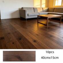  10 Pcs 15x40cm Wood Grain PVC Floor Tiles, Self-Adhesive Wear-Resistant Flooring, Suitable For Bedroom And Home Decoration - Multicolor - View 14
