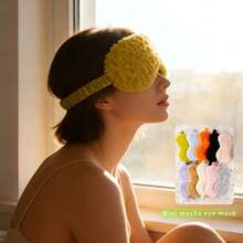 Soft Plush Sleep Eye Mask, Breathable & Skin-Friendly, Mini Mocha Cute Home Eye Shade - Multicolor - View 3