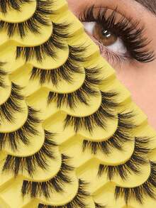 10 Pairs Clear False Eyelashes With D-Curl, Suitable For Daily And Party Makeup, Long-Lasting And Natural Eyelash Extension - Fluffy Lashes - View 7