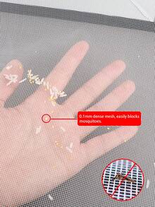 White Window Screen Mesh With Zipper, Easy Open & Close, Self-Adhesive Hook & Loop, No-Drill DIY Mosquito Net For Home