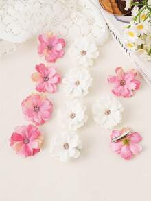 10个/套 可爱花朵发夹，适合小女孩，甜美花朵发饰，充满度假风情，百搭女孩发饰 - 彩色 - 查看 7