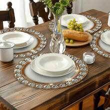 12/24 件装，33 厘米圆形餐垫，一次性菱形图案餐垫，适用于圣诞节、餐厅、生日、派对、宴会、毕业派对。 - 彩色 - 查看 2