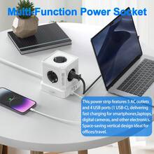 HITRENDS 9-In-1 Multifunction Power Strip, 5 AC Outlets + 4 USB Fast Charging (Including Type-C) 15.5W 3680W High Power, Multiple Safety Protection, Essential Power Extension For Home, Office And Travel - View 8