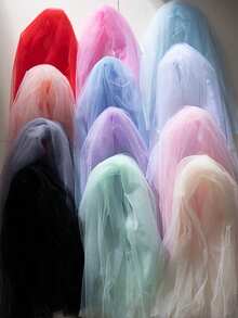 1pc Delicate Transparent Nylon Solid Color Tulle Fabric, Pre-Cut For DIY Wedding Dress, Gown - A - View 5