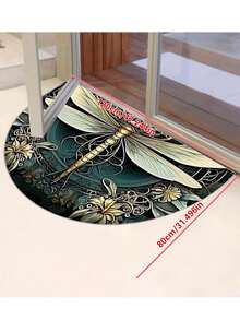 复古波西米亚风蜻蜓迎宾垫 - 半圆形，防滑TPR底背，可水洗涤纶面料，花卉图案，适用于玄关、客厅、卧室 - 情人节或复活节的完美家居装饰礼物 - 彩色 - 查看 14