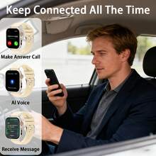 2025款男女通用高清触控智能手表：通话/无线短信/多种运动模式/遥控拍照/健身追踪器，USB充电，LED户外灯，硅胶表带，智能连接