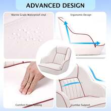 Techigher Pontoon Captain Bucket Seat, Fishing Chairs With Thickened Sponge Padding For Boats, Sightseeing, Speedboat, Canoe - White and Red - View 3