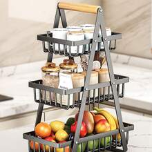 3-Tier Multifunctional Fruit Basket: Countertop Organizer For Kitchen Produce - Black - View 4