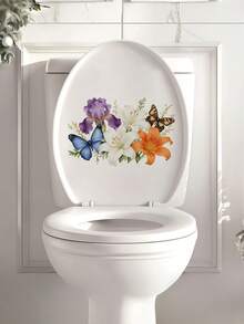 1 Stück Insekten und Blumen Toilettenaufkleber mit eleganten Blumen und Schmetterlingen, dekorativer Toilettendeckel Aufkleber und Badezimmer Aufkleber für Zuhause, Gäste-Toiletten und Apartments, geeignet für Erwachsene, die Natur-Dekoration lieben und ein kreatives Geschenk für Freunde oder Dekorationsliebhaber - Bußgeld - Übersicht 1