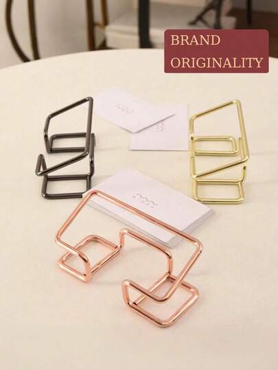 Hollow Business Card Holder, Creative Product Storage Box, Office Display, Ideal Gift, Available In Multiple Colors, Essential For Business Office, High-End Linear Design Card Display Rack, 3 Fashionable Colors Available, Minimalist Desktop Vertical Card Holder, Card Display Base, Photo & Business Card Display Stand